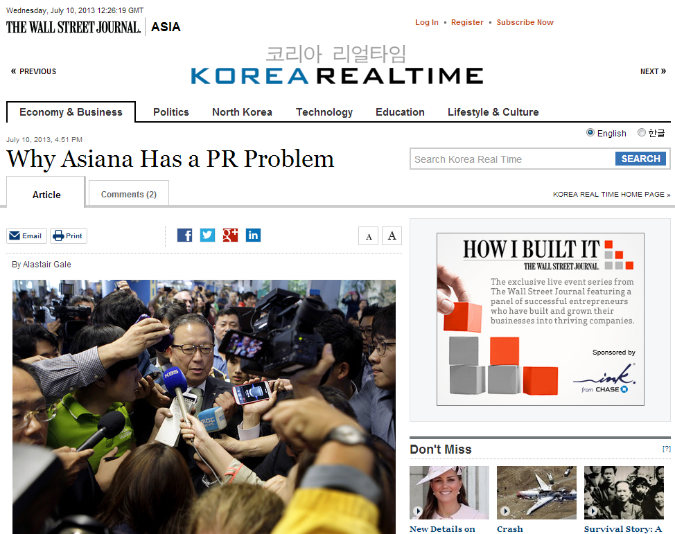 Why Asiana Has a PR Problem