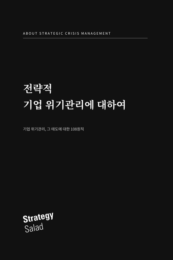 기업 위기관리와 위기관리 시스템의 108가지 원칙을 담은 「전략적 기업 위기관리에 대하여」 표지, 스트래티지샐러드